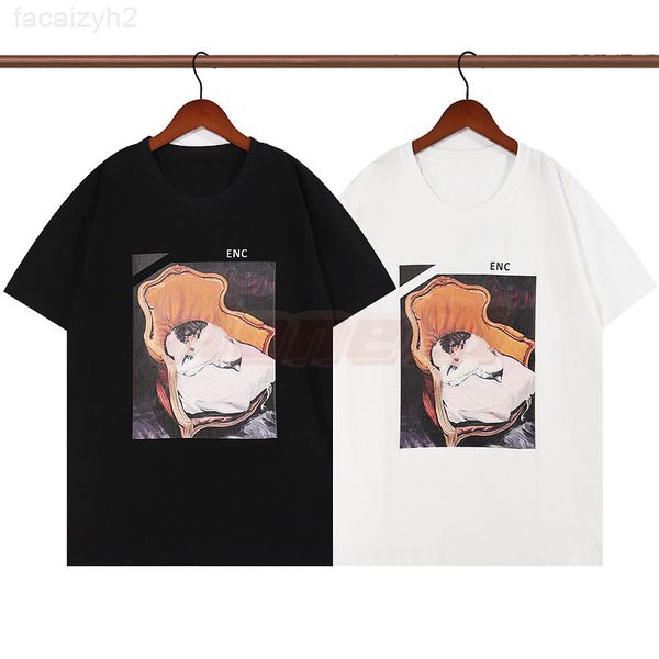 

street men high womens t shirts fashion cat painting short sleeve tees designer letter print mens clothing asian size s-2xl, White;black