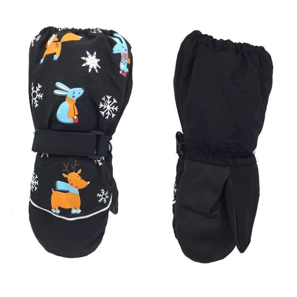 

1pair winter new children print cartoon deer thickening ski gloves kids windproof waterproof non-slip long-sleeved mitten