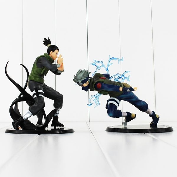 

2pcs/lot anime naruto shippuden hatake kakashi & nara shikamaru pvc action figure model toys dolls y200421