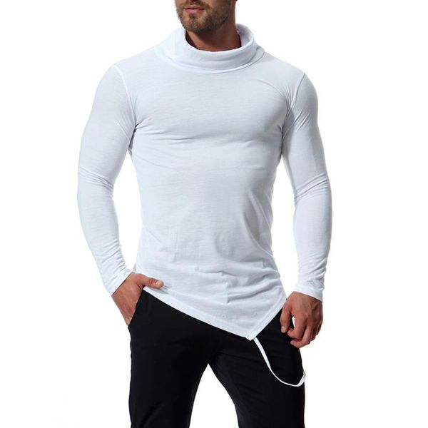 

long men's t-shirts irregular gyms tees s-2xl new casual sleeve brand shirt slim fit fitness o-neck t t-shirts male j181032 fqjig, Black