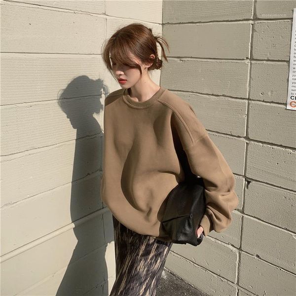 

hoodies & pants women couples velvet harajuku streetwear brown korean-style high-quality solid-students1, Gray