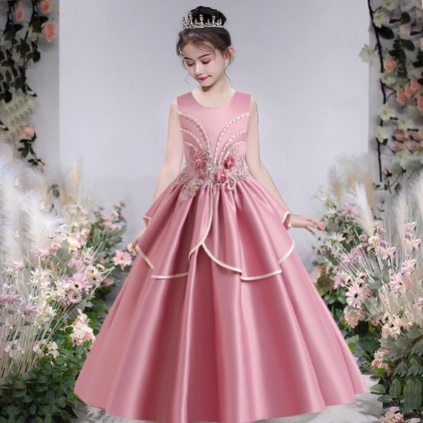 

girl's dresses teenager bridesmaid princess dress birthday party wedding for girls kids clothes childrens flower clothing 10 12 y, Red;yellow