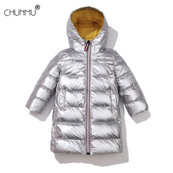 Glänzende Mädchen Daunenparkas Winter Mädchen Warme Jacken Kind Mode verdicken lange Oberbekleidung für Baby Jungen Kinder Mantel Kleidung LJ201125