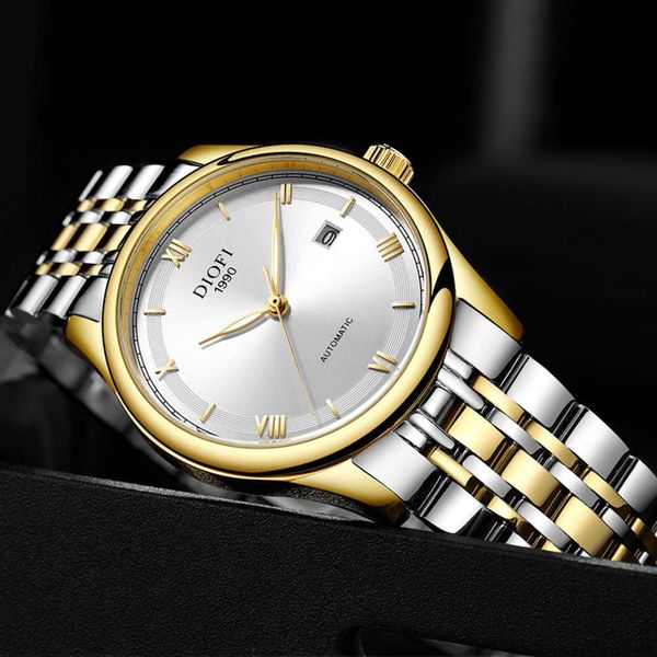 

mechanical counter atmosphere tide simple automatic watch waterproof steel watch men's live broadcast, Slivery;brown