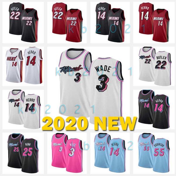 

tyler 14 herro dwyane 3 wade basketball jerseys 2020 new miami heat men dwayne jimmy 22 butler goran robinson dragic bam 13 adebayo, Black;red