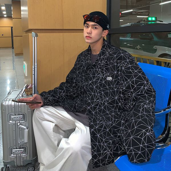 

2021 new privathinker men's graphic printed korean streetwear woman casual oversize jackets coat long sleeve clothing hip hop 3vck, Black;brown