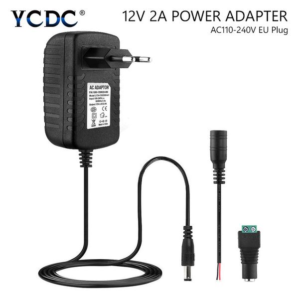

power converter adapter supply eu us plug ac 100 240v to dc 12v 2a switching transformer charger for led strip light cctv swy bbylht