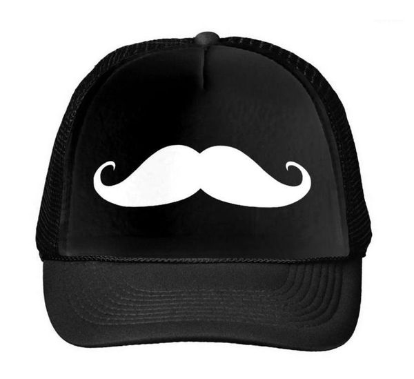

wholesale- mustache print baseball cap trucker hat for women men mesh adjustable size drop ship black white -261, Blue;gray