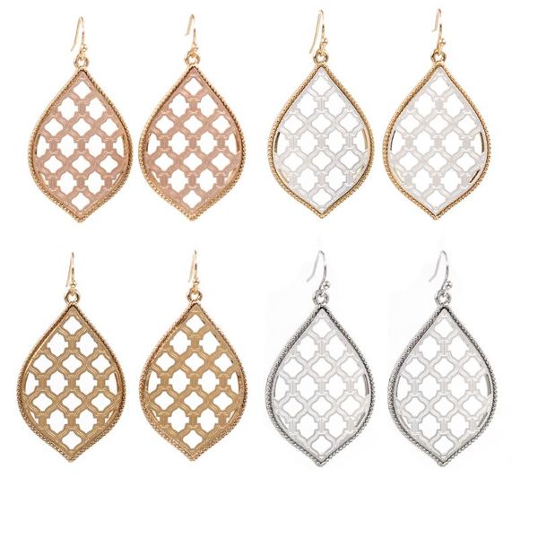 

dangle & chandelier 2021 big filigree waterdrop earrings two tone mix, Silver