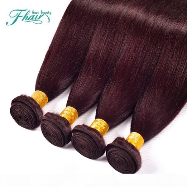

4pcs lot 99j# mongolian silky straight human hair extensions unprocessed 9a pure color burgundy wine red human hair weave wefts, Black
