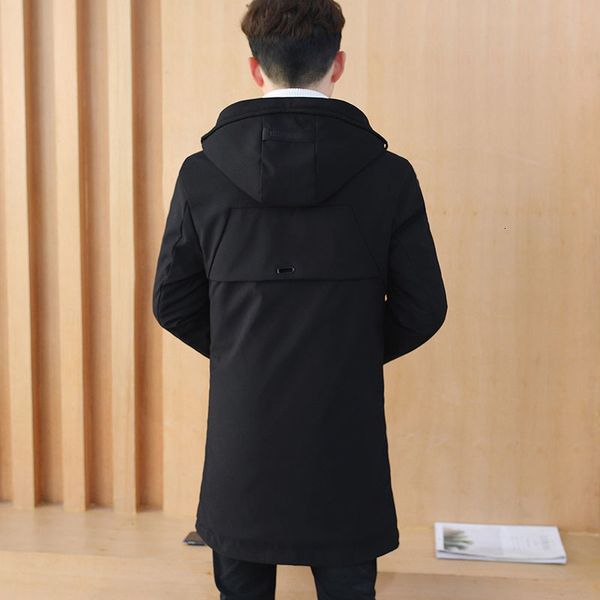 

youth coat men's autumn and plush thickened medium length windbreaker casual jacket winter students' clothes, Tan;black