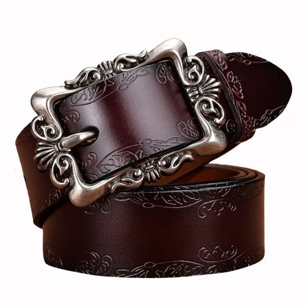 

leather pin buckle casual versatile women's fashion decorative jeans belt, Black;green