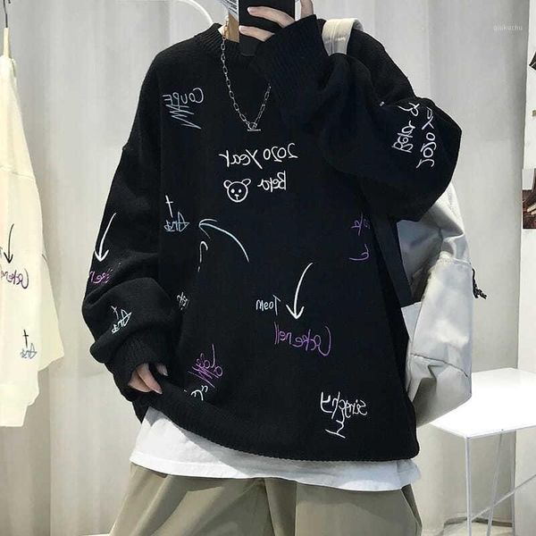 

men's sweater autumn winter pullover knitting loose thread coat1, White;black