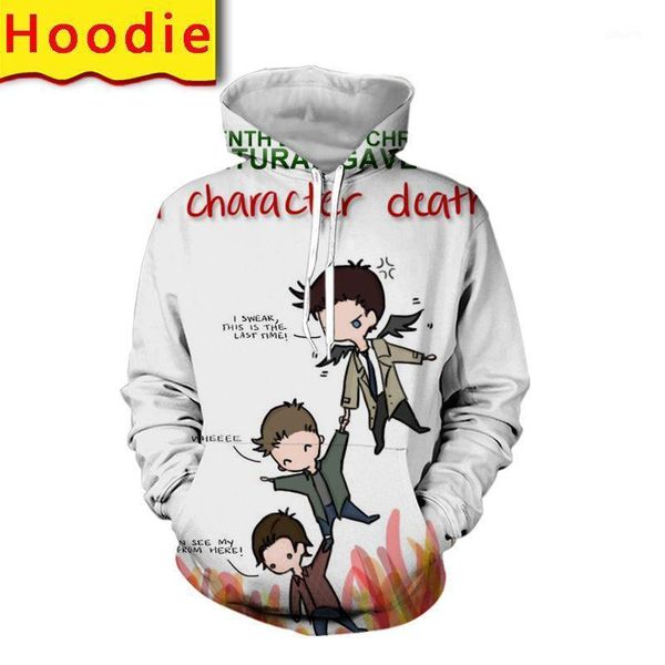 

supernatural hoodie sweatshirt 3d print men harajuku pullover funny pants cartoon jacket streetwear shirt anime clothes blanket1, Black