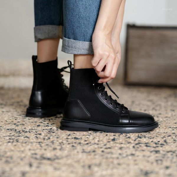 

boots sklfgxzy ankle genuine leather women motorcycle black 2021 autumn and winter head layer cowhide shoes1