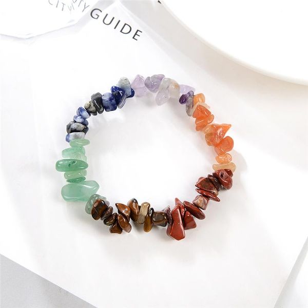 

charm bracelets irregular natural stone bracelet stretch chip beads nuggets amethysts aventurine agates crystal bangles gift 18cm b408, Golden;silver