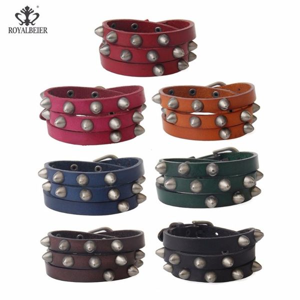 

genuine bracelet rivet stud leather bracelets punk rock bangle multi-layer bangles metal pentagram adjust bracelet, Golden;silver