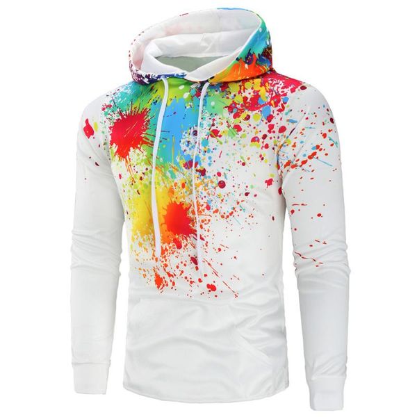 

men's hoodies & sweatshirts autumn and winter foreign trade pattern colour splashing ink fashion hoodie 3d printing man hooded cap, Black