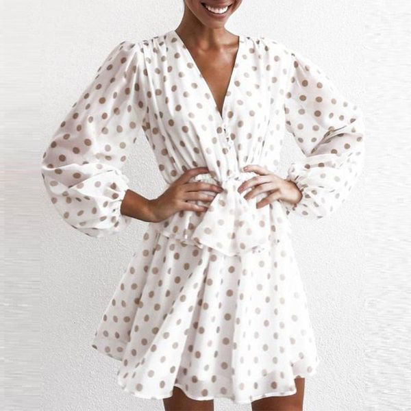 

casual dresses elegant polka dot see through chiffon vintage women summer autumn long sleeve beige beach party sundress1, Black;gray