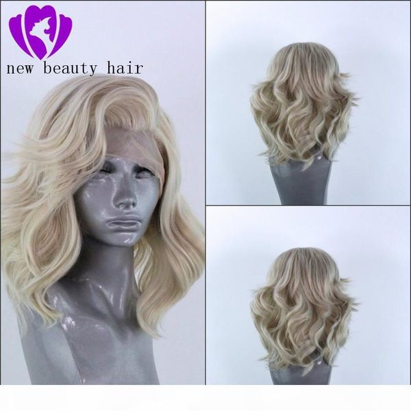 

short body wave wig for women 613 blonde heat resistant synthetic lace front wigs cosplay party, Black