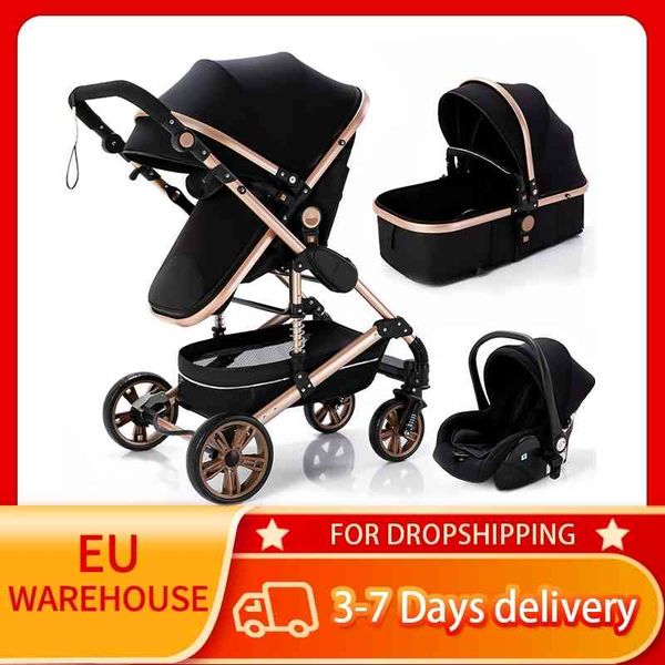 

baby stroller 3 in 1 high landscape newborn pushchair folding s trolley pram carriage lying