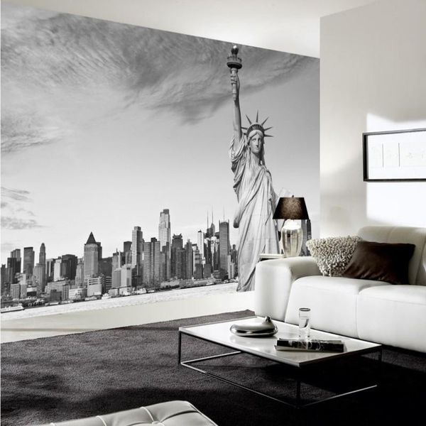 

dropship mural european retro nostalgic om goddess new york black white mural background wall cafe restaurant wallpaper