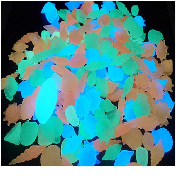 

10pcs glow in dark mix color pebble rocks aquarium decorative luminous stones garden decor road outdoor fish tank de qylegn