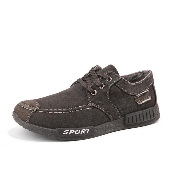 

new new casual shoes handsome student denim shoes lace casual comfortable outdoor man walking canvas 525, Black
