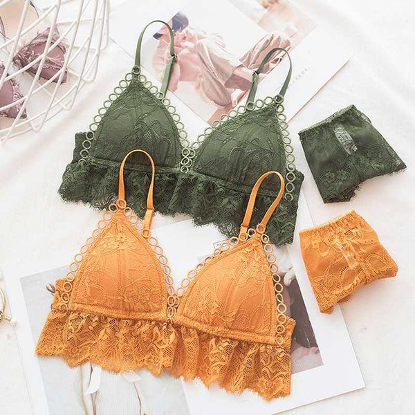 

roseheart women fashion yellow coffee lace bralette panties wireless bra sets underwear lingerie sets keep warm a b1, Red;black