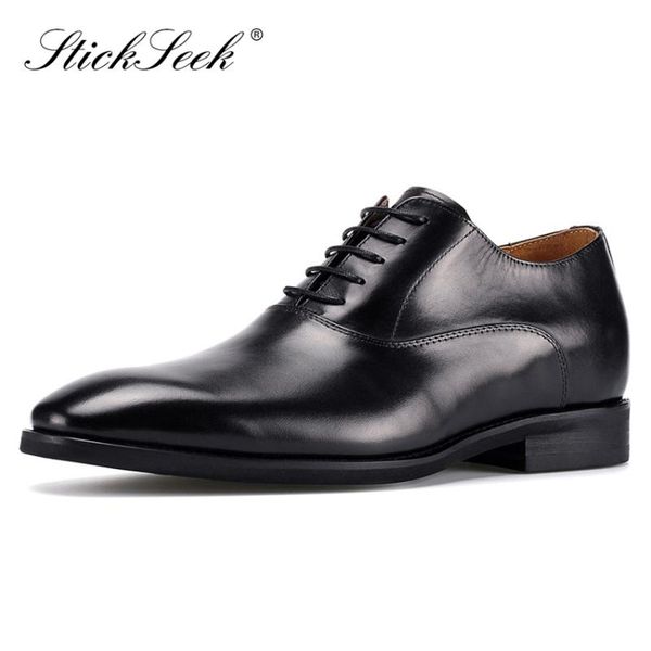 

new classic formal dress high increased 6cm brogues shoes genuine leather pointed toe men's handmade wedding party oxfords mt130, Black
