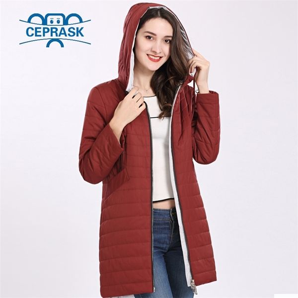 

new women's coat spring autum windproof thin women parka long plus size hooded warm cotton jackets ceprask 201217, Black