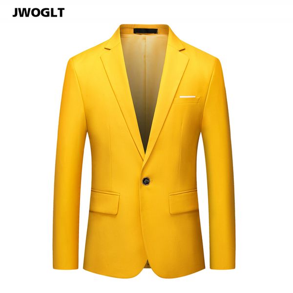 Весна Осень моды Одноместный кнопки Blazer куртка мужчин Повседневный дизайн Slim Fit Желтый Фиолетовый Белый Свадебный костюм куртки 5XL 6XL 201105