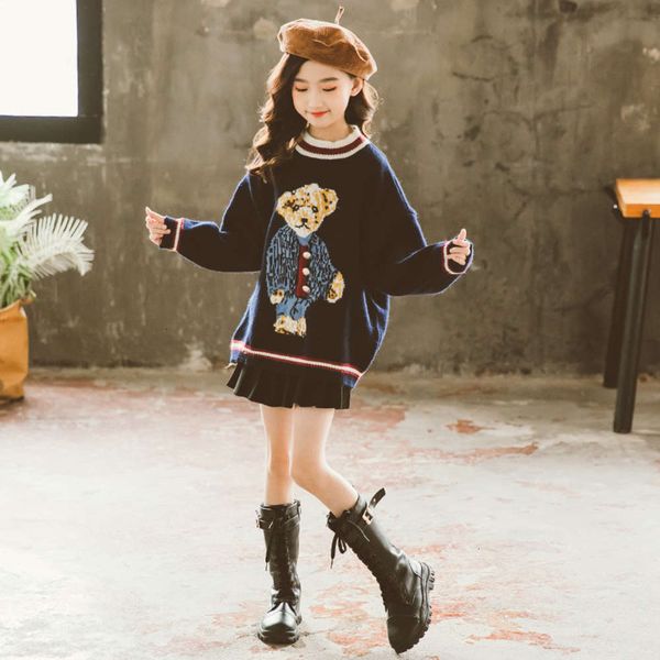 

sweater 2020 girls' new autumn and winter chine universi children's foreign sle pullover loose knit shirt women's thickened b, Blue