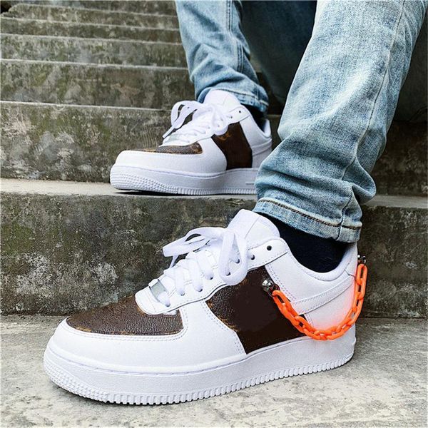 

new latest casual shoe custom low time out air one utility orange black men running shoes forces sneakers trainers 1s sports skate shoes, Black;red