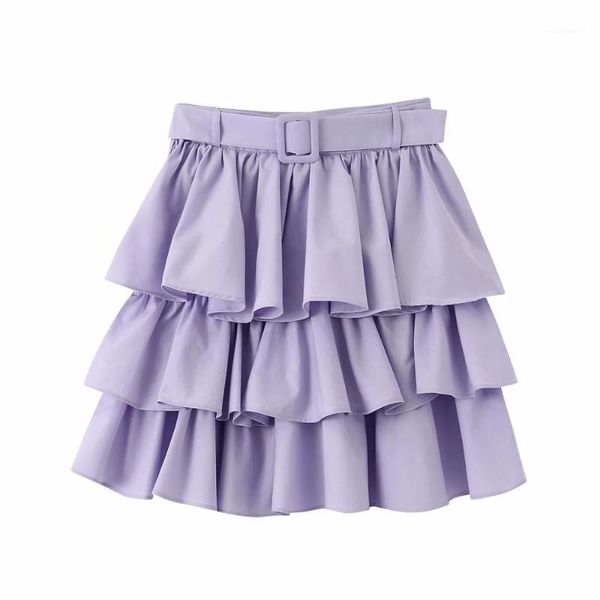 

2020 summer new women skirt pleated ruffled belt skirt elegant stylish casual female mini skirts ropa mujer falda1, Black
