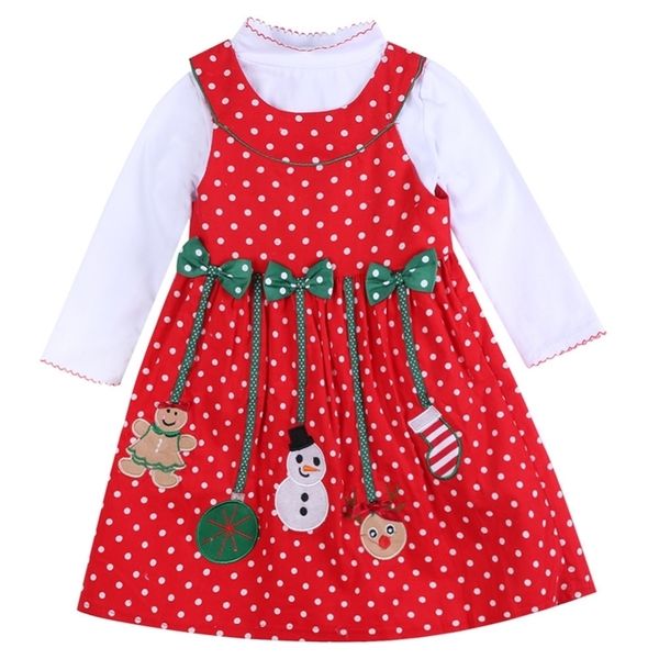 

autumn winter dress for girls christmas new year clothes kid long sleeve christmas man dot dress xmas children's clothing lj200923, Red;yellow