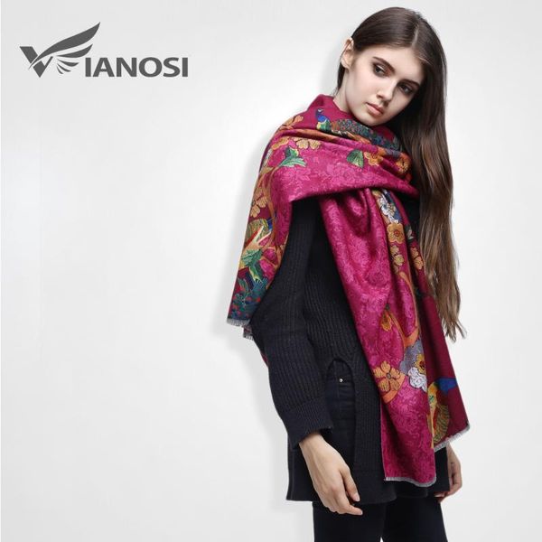 

scarves [vianosi] luxury scarf women phoenix digital printed female brand winter cashmere shawl vs017, Blue;gray