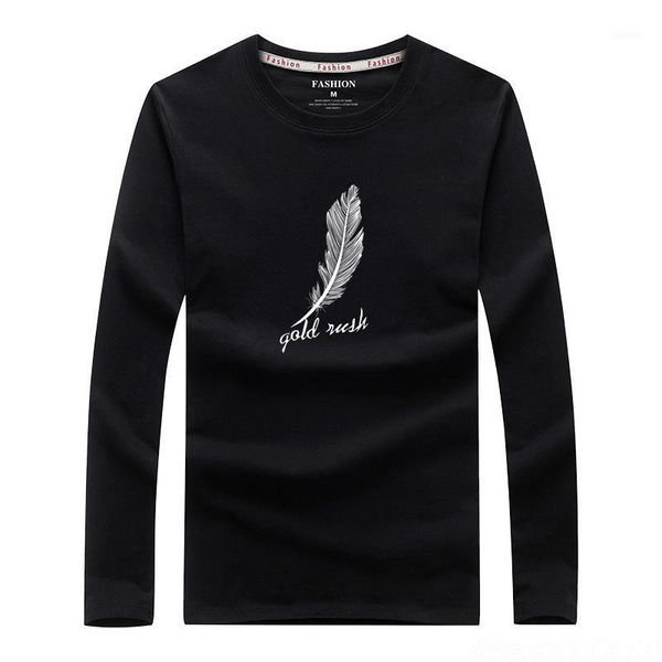 

men's t-shirts 2021 autumn men simple solid color casual fashion large size pure cotton men's long-sleeved t-shirt s-6xl1, White;black