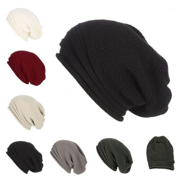 

winter baggy slouchy beanie hat wool knitted warm cap for men women b2cshop1, Black