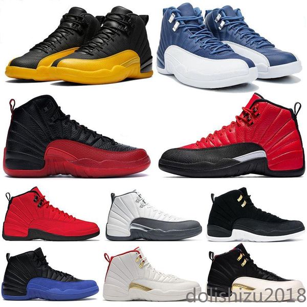 

новый университет gold jumpman 12s 12 обувь индиго грипп радужный светоотражающий тренажерный зал красный белый темно-серый cny wings men tr, Black
