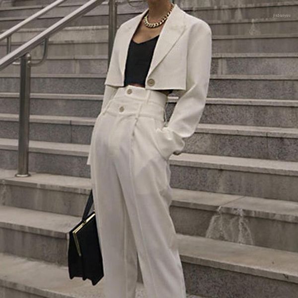 

white blazer coat women long sleeve crop blazers female fashion clothes 2021 autumn new1, White;black