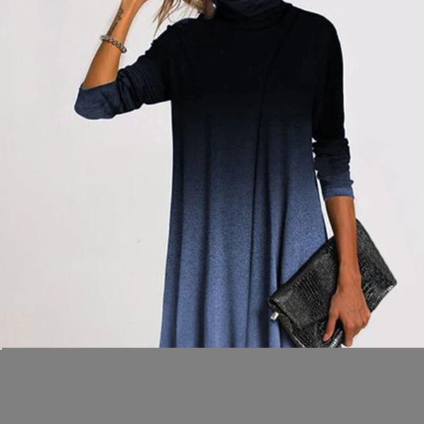 

dreeses women turtleneck warm vintage print dress autumn elegant long sleeves patchwork dresses female casual loose vestidos, Black;gray