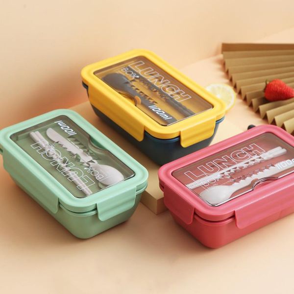 

1100ml wheat straw lunch box leak proof healthy material bento boxes with spoon microwave food storage container lunchbox qyliew mywjqq