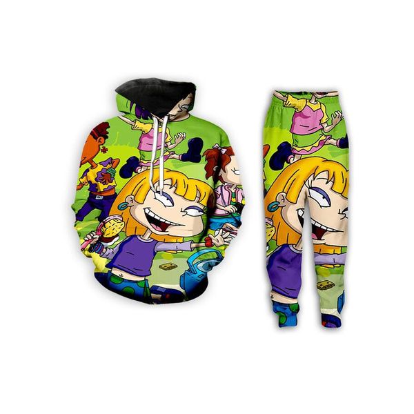 

new men/womens cartoon rugrats in paris funny 3d print casual fashion hoodies/sweatpants hip hop tracksuits z07, Gray