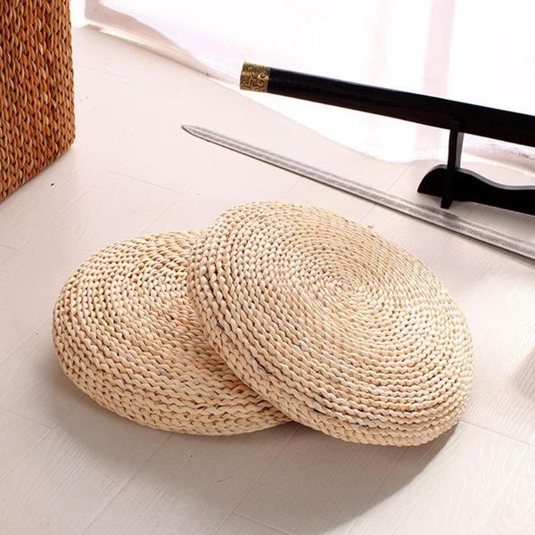 

tatami futon meditation cushion thickening yoga circle corn husk straw braid mat japanese style cushion with silk wadding