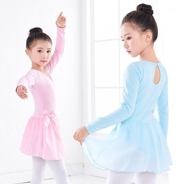 

new arrivals children ballet gymnastics leotard dress girls long/short sleeve ballet dance skirted leotard1, Black;red