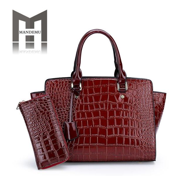 

patent leather women handbags black luxury floral 2 sets ladies composite bag fashion shell bags for women shoulder