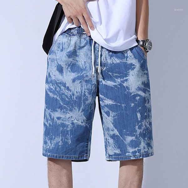 

men's jeans breathablesoft tie-dyed denim plus size men hip hop washed jean slim homme baggy cotton shorts korean style tejanos hombre1, Blue