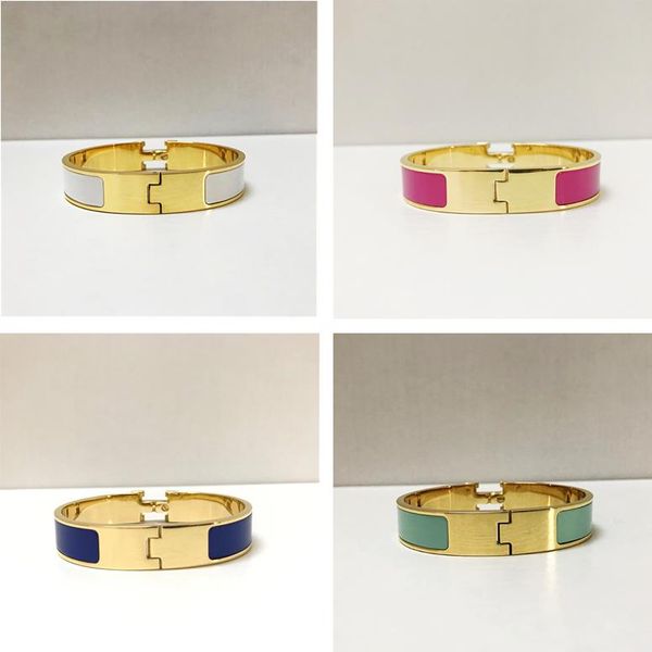 

enamel rainbow woman bangle bracelet gold silver designer fashion bracelets jewelry with dust bag, Black
