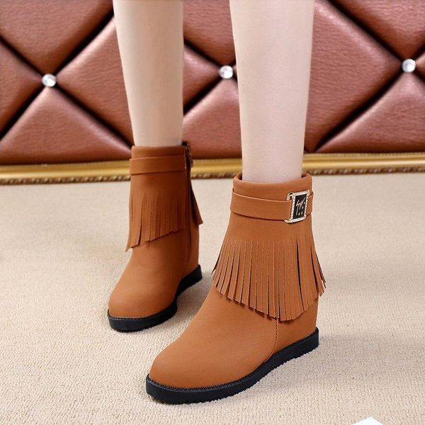 

women's new women's boots tassels decorated snow boots inside the high-slip non-slip warm korean fashion shoes, Black